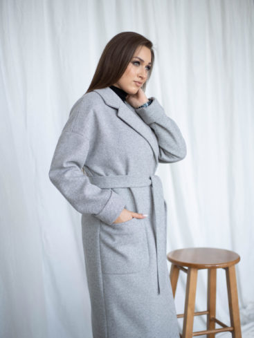 Пальто женское демисезонное 20550 (серый/диагональ)