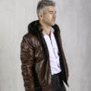 Кожаная куртка с подкладом из овчины Gio Melli f651