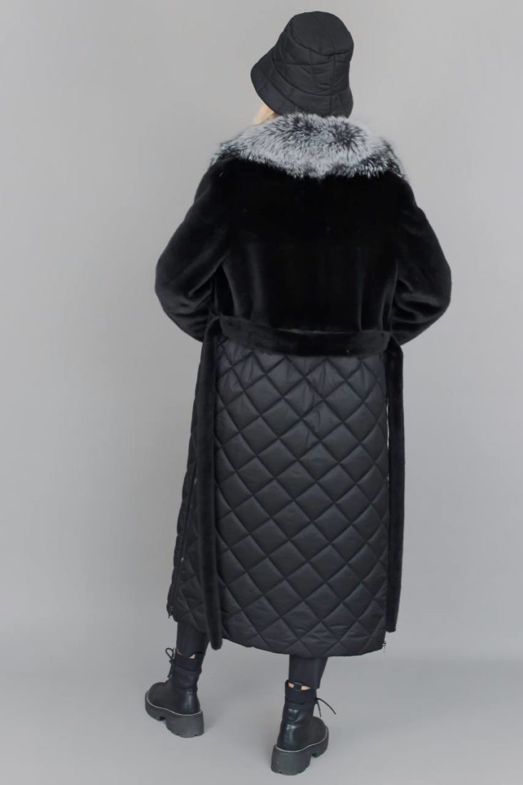 Пальто женское из эко-меха SOFIA C-161 с воротником чернобурая лиса