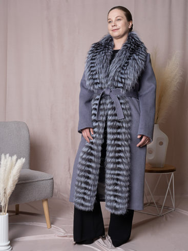 Пальто женское с отделкой чернобуркой 230223